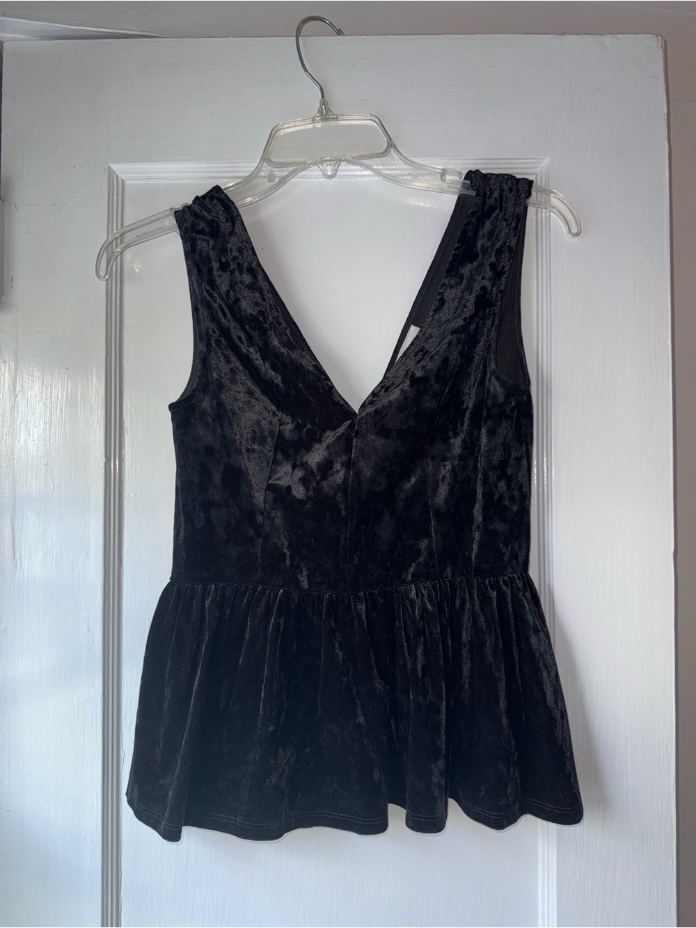 BCBGeneration Black Velvet Peplum Camisole